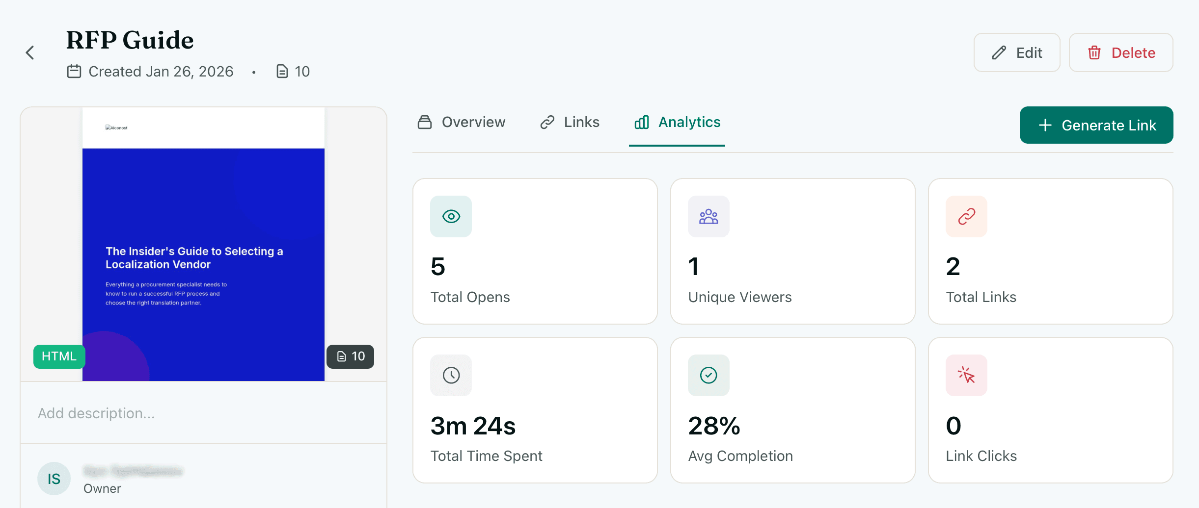 HummingDeck dashboard showing deck analytics with real-time engagement tracking
